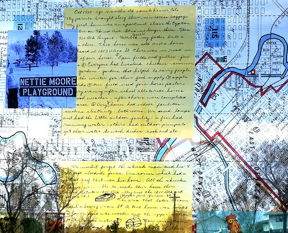 Perry Station has 4 windscreens. This detail features Nettie Moore manuscript talking about the early days growing up near Perry Station.

Nettie Moore material is from Denver Public Library with permission from Nettie Moore.