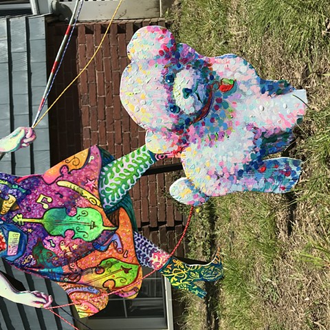 Toy Poodle, an Addison to the "Puppies are furrrrrever!" Summer 2020 Installation at the corner of Powder House Terrace and Kidder St. Somerville, MA.