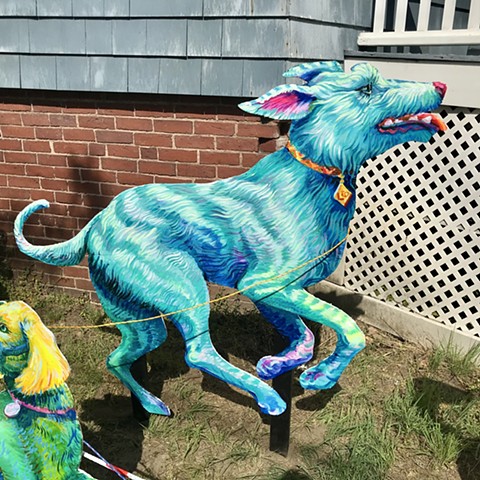 Leo, an Addison to the "Puppies are furrrrrever!" Summer 2020 Installation at the corner of Powder House Terrace and Kidder St. Somerville, MA.