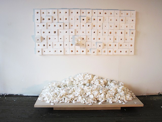 paper sculpture, studio site specific installation