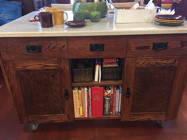 Cart drawers, cupboards, and open shelves