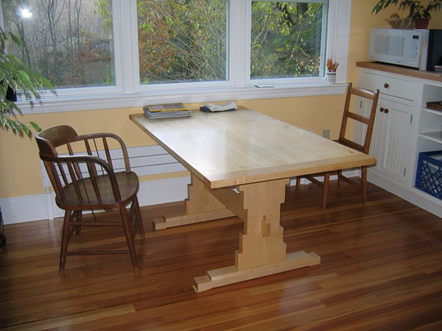 Kitchen trestle table for lakeside home in New Hampshire