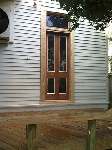 Exterior door and deck, close-up