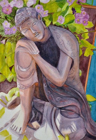 Buddha, flowers