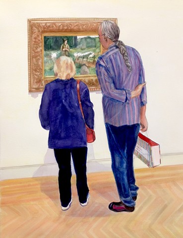 museum, art, San Francisco, two art viewers, Jules Dupre