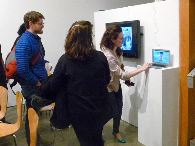 Video Conferencing with artist Malesha Jessie; Photograph by Abigail Clark
