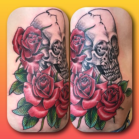 skull and roses
