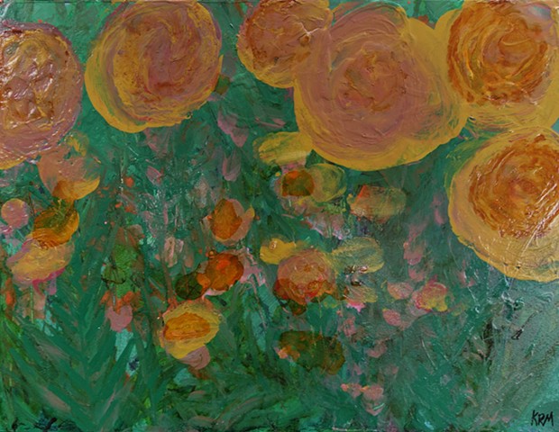 resistance art, emerging artist, feminist art, impressionistic painting, modern impressionism, kelsey mcdonnell, four years of flowers, yellow flower painting, pink flower painting, wyoming artist, wyoming art