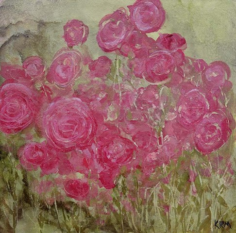 impressionistic painting, modern impressionism, kelsey mcdonnell, four years of flowers, pink flower painting, pink flower painting, wyoming artist, wyoming art