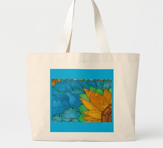 Sunflower By The Water Tote Bag