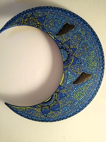 12 inch dot painted crescent moon