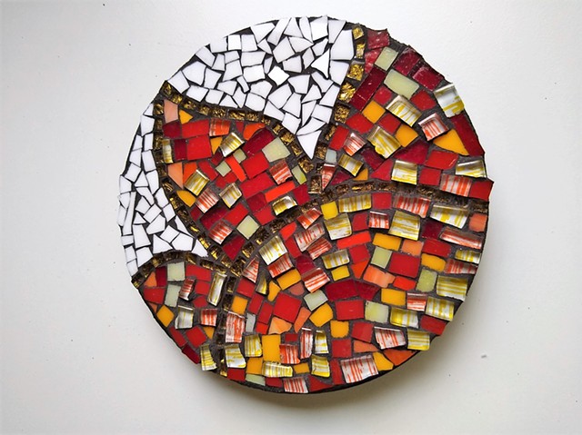 Abstract Mosaic Leaf or Lotus Flower Wall Art