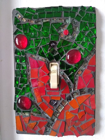 Red and Green Holiday Mosaic Switch Cover