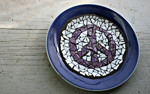 Purple Dish Tile Peace Sign