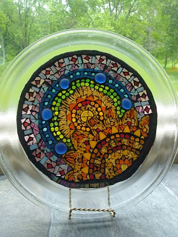Bohemian Sunset Stained Glass-On-Glass Mosaic Plate