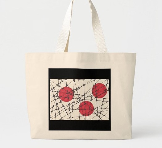 Red and Black Doodle Tote Bag