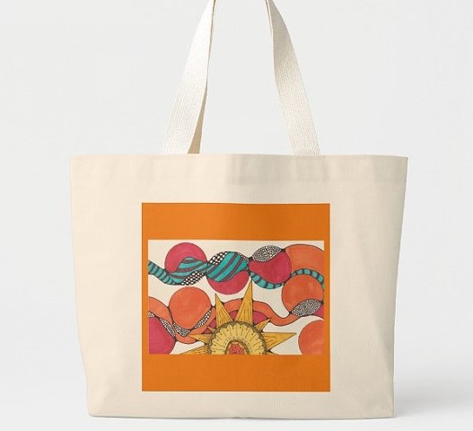 Trippy Sun Doodle Tote Bag