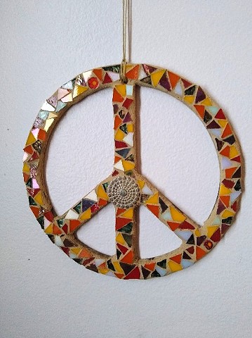 Stained Glass Mosaic Peace Sign