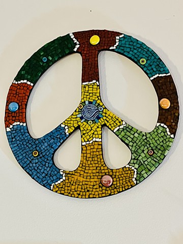 12" Mosaic Stained Glass Peace Sign – A Symbol of Light & Harmony