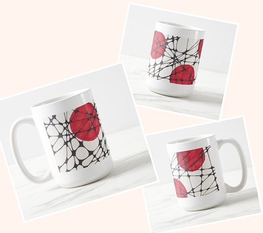 Red and Black Doodle 15 oz mug