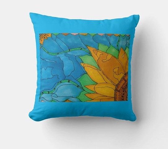 Sunflower By The Water Throw Pillow
