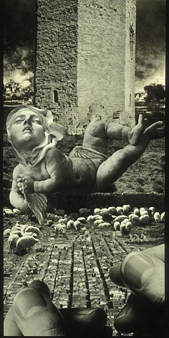 M. M. Dupay, collage, figurative art, feminist art, Bernini Ecstasy of St. Theresa, the fall of Icarus