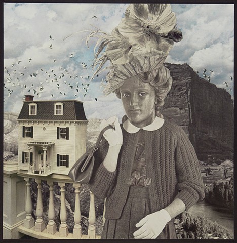 M. M. Dupay, collage, figurative art, feminist art, Hitchcock