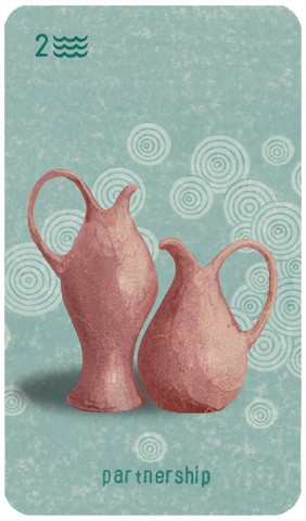 Two fo Cups: two pitchers of different heights but with matching curves are nestled together