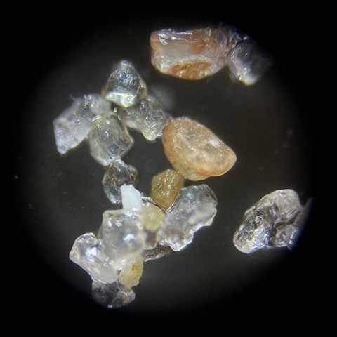Sand from Lake Michigan beach, northern Michigan at 80x magnification