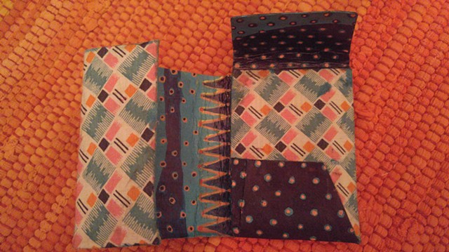 handmade wallet handpainted vintage fabric