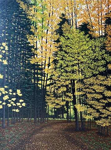 Christina Preece Canadian landscape artist wooded trail painting