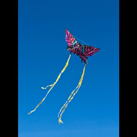 Butterfly Kite with yellow tails