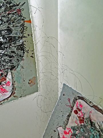 wall drawing + collage installation(close-up),2018