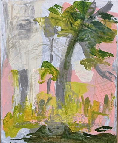 Backyard Pink Tree  by IRINA GRINEVITSKY