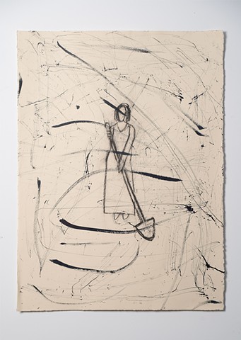 Farm Woman with Shovel by MARY McFERRAN