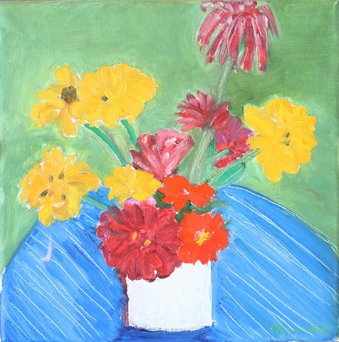 Zinnias and Nasturtiums by TEMMA BELL