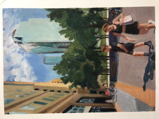 Couple with Glass Skyscraper