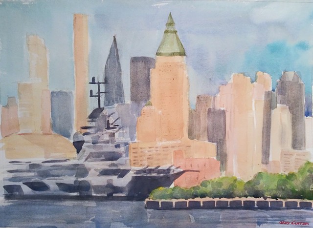 USS Intrepid in Port by RAY CURRAN