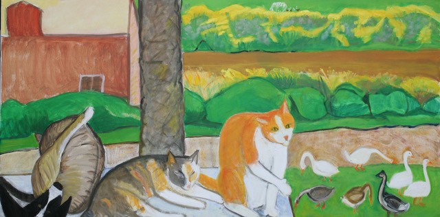 Three Cats, One Dog and Seven Geese by TEMMA BELL