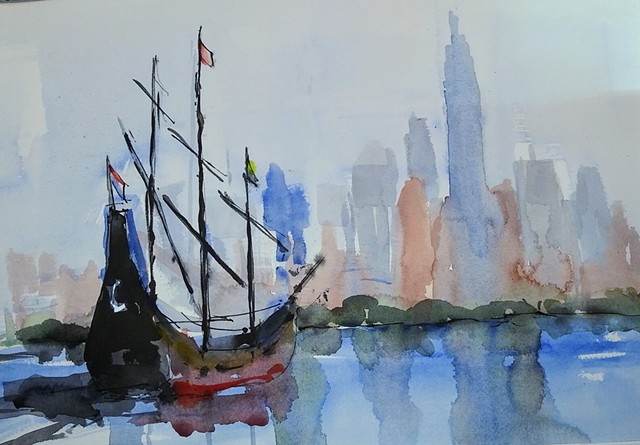 Half Moon in New York Harbor 