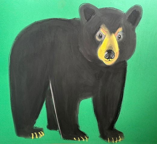 Black Bear on Green Paper by ULLA KJARVAL
