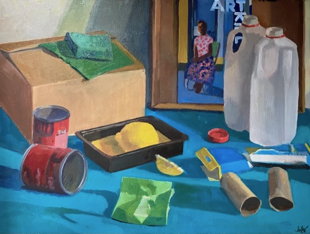 Discards on Blue  by LYNN WOODS