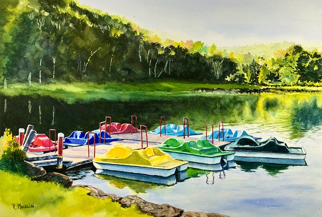 Pedal Boats on Bellayre Lake by RON MACKLIN
