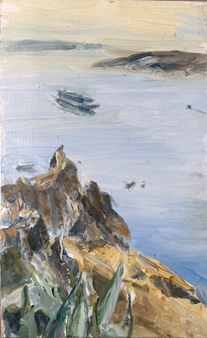 Aegean with Ship by MARCIA CLARK