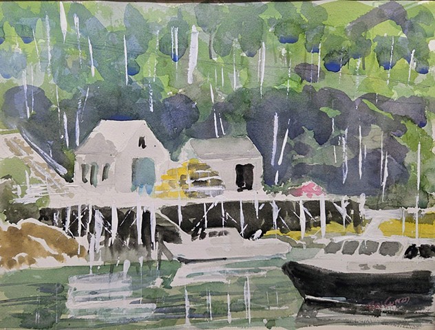 Village Ferry Pier by RAY CURRAN