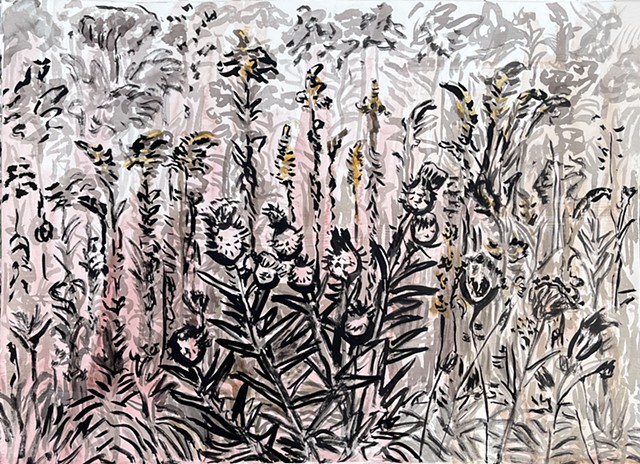 Goldenrod & Thistle  by GAIL FREUND