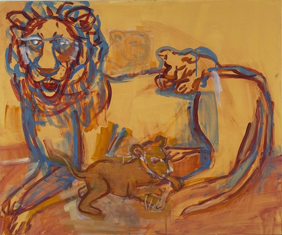 Lion and Cubs  by MICHELLE SEIGEI SPARK