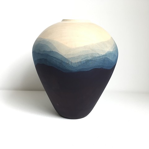 jacaranda, wood, watercolour, 3D, wilderness, woodturning, turned wood, hollowform, walpole, collaboration