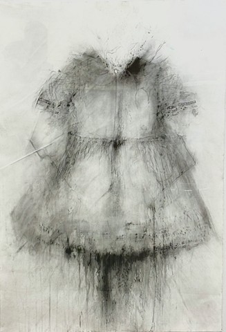 Charcoal drawing on embossed paper
