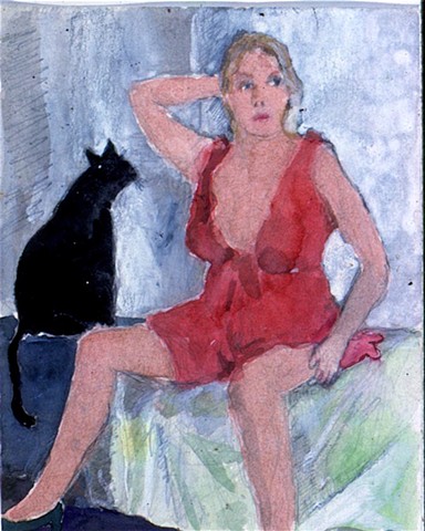 Woman and cat